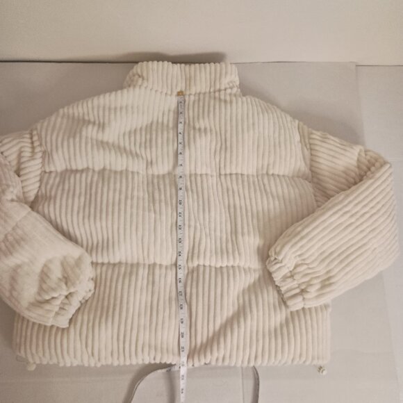 Sun Day Club Cottagecore Cream Corduroy Crop Puffer Jacket Women’s M Excellent - Picture 12 of 15